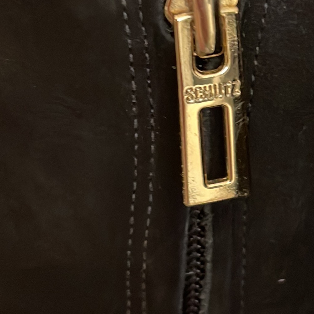 Schutz Suede Black High Heel Booties Size 40 - image 2